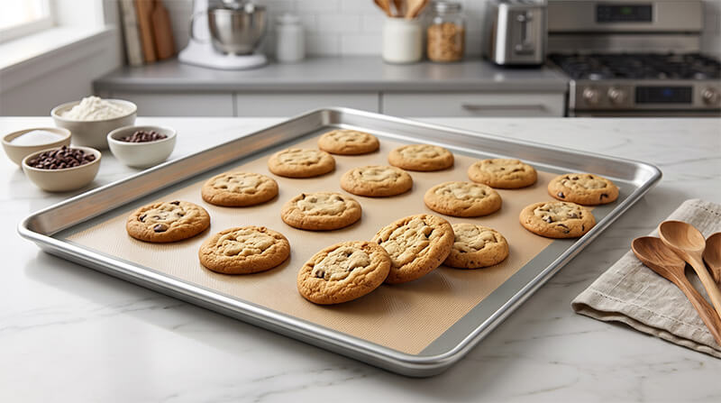 Heat-resistant silicone baking paper ensuring non-stick performance for industrial bakery operations. Greaseproof Baking Paper for Commercial Bakeries