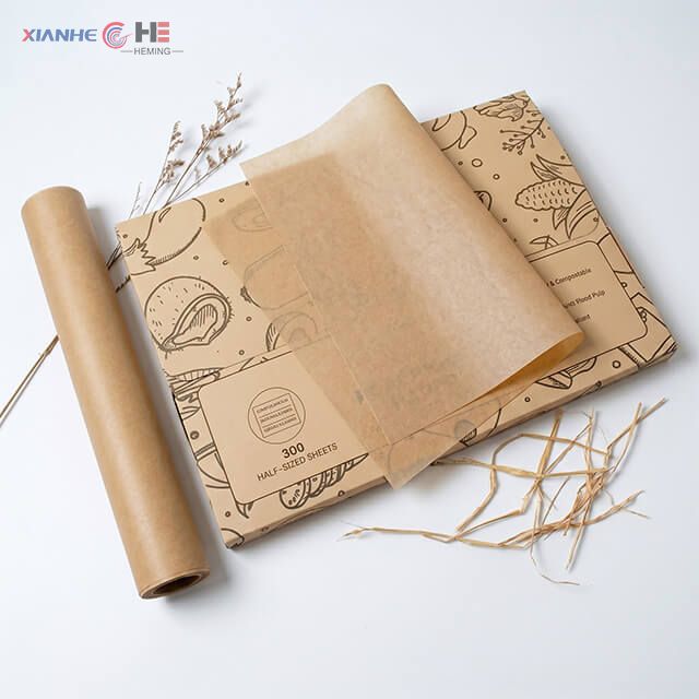 Custom unbleached silicone baking paper sheets and rolls with OEM packaging