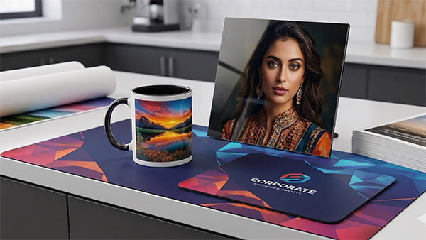 Custom printed ceramic mug and rigid photo panel using heavyweight industrial sublimation paper