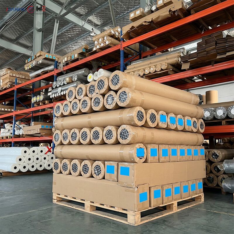 Large warehouse inventory of sublimation transfer papers, providing stable supply for businesses that decorate sublimation blanks wholesale