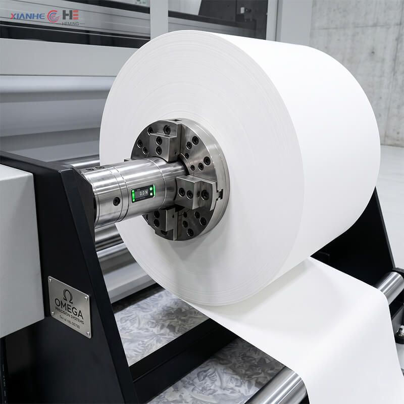 jumbo lightweight sublimation paper roll running on high speed industrial textile printer