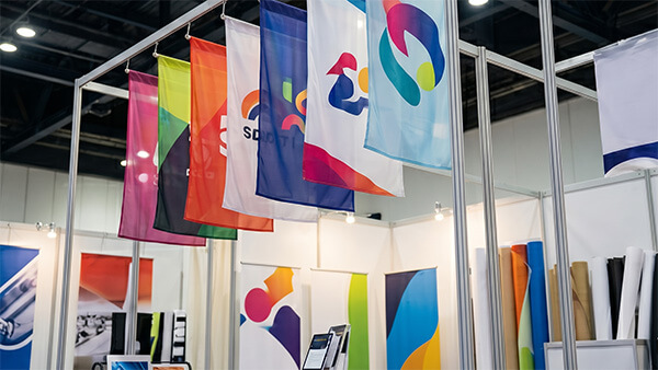Vibrant exhibition banners and promotional flags printed with economical 42gsm sublimation paper