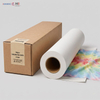 Standard 24 inch sublimation paper packaged in export-grade kraft box alongside a vibrant textile print sample