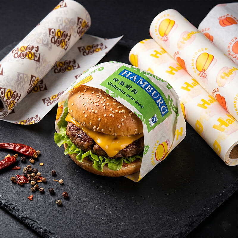 Custom printed greaseproof hamburger wrappers for QSR and fast food