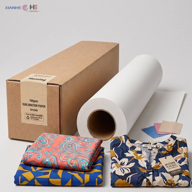 29gsm large format sublimation paper roll with vibrant printed textile samples