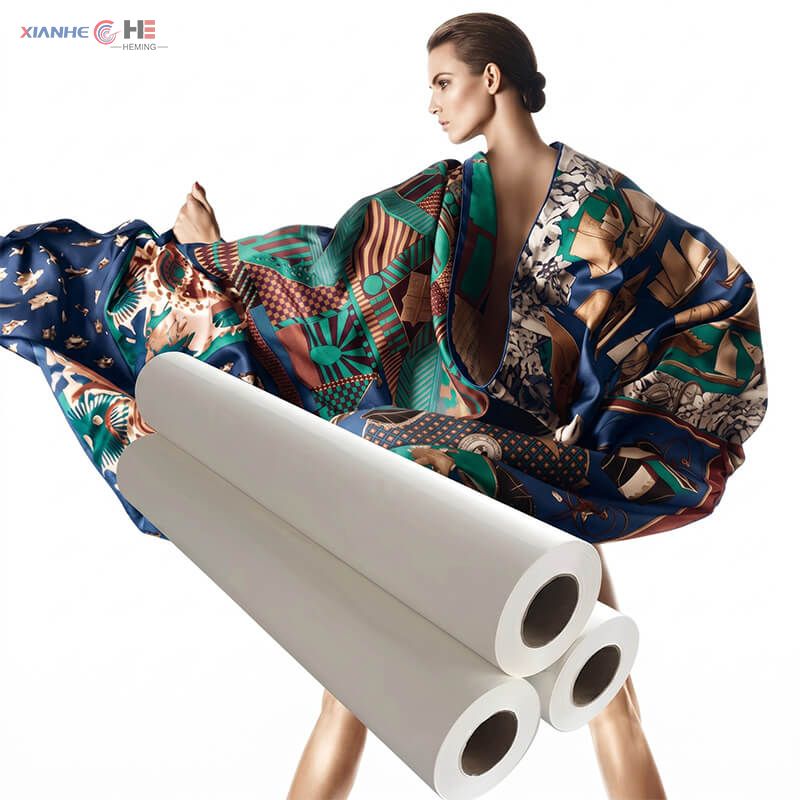 Model displaying vibrant textile colors achieved with our lightweight thermal sublimation paper and high-yield sublimation print paper