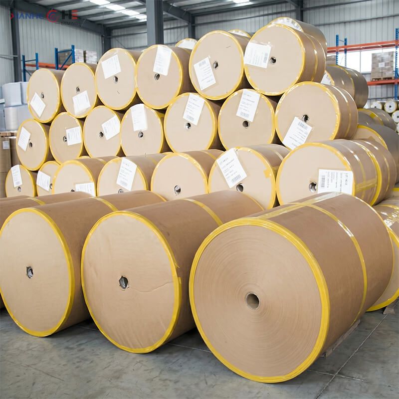 Bulk stock of fluorine-free greaseproof paper rolls in Chinese factory