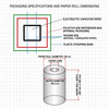 Packaging specifications and dimensions diagram for electrolytic capacitor paper rolls