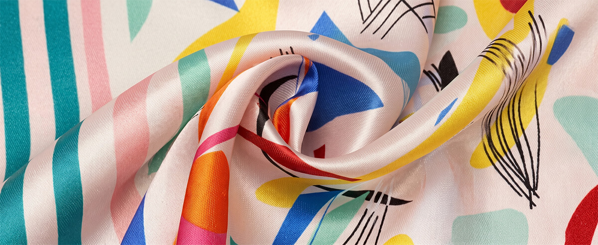 Smooth polyester fabric with vibrant geometric patterns printed using high-temperature sublimation ink