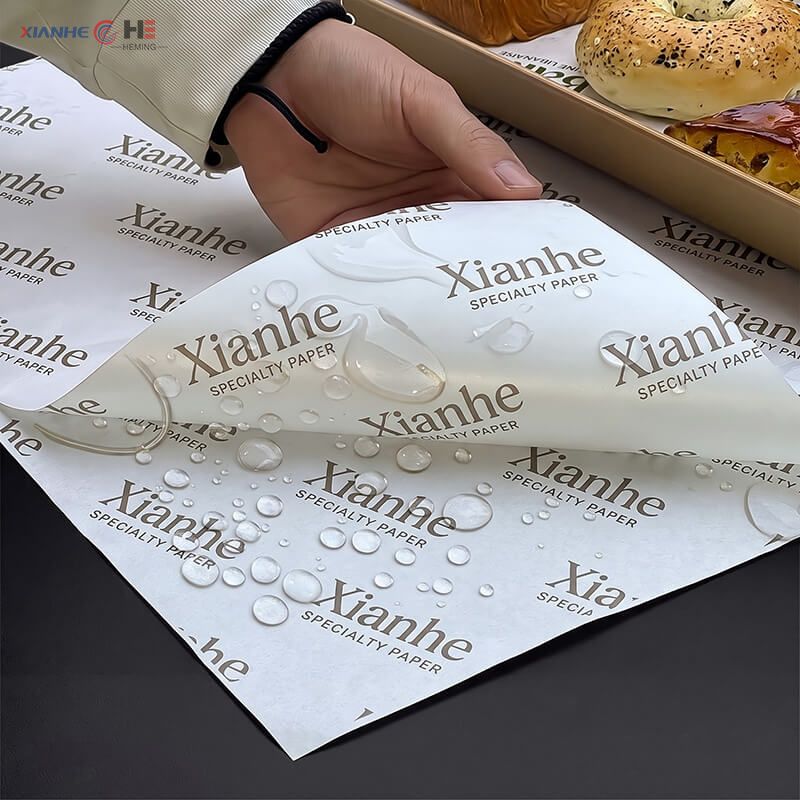 Greaseproof paper sheets demonstrating high-density physical oil and liquid resistance barrier