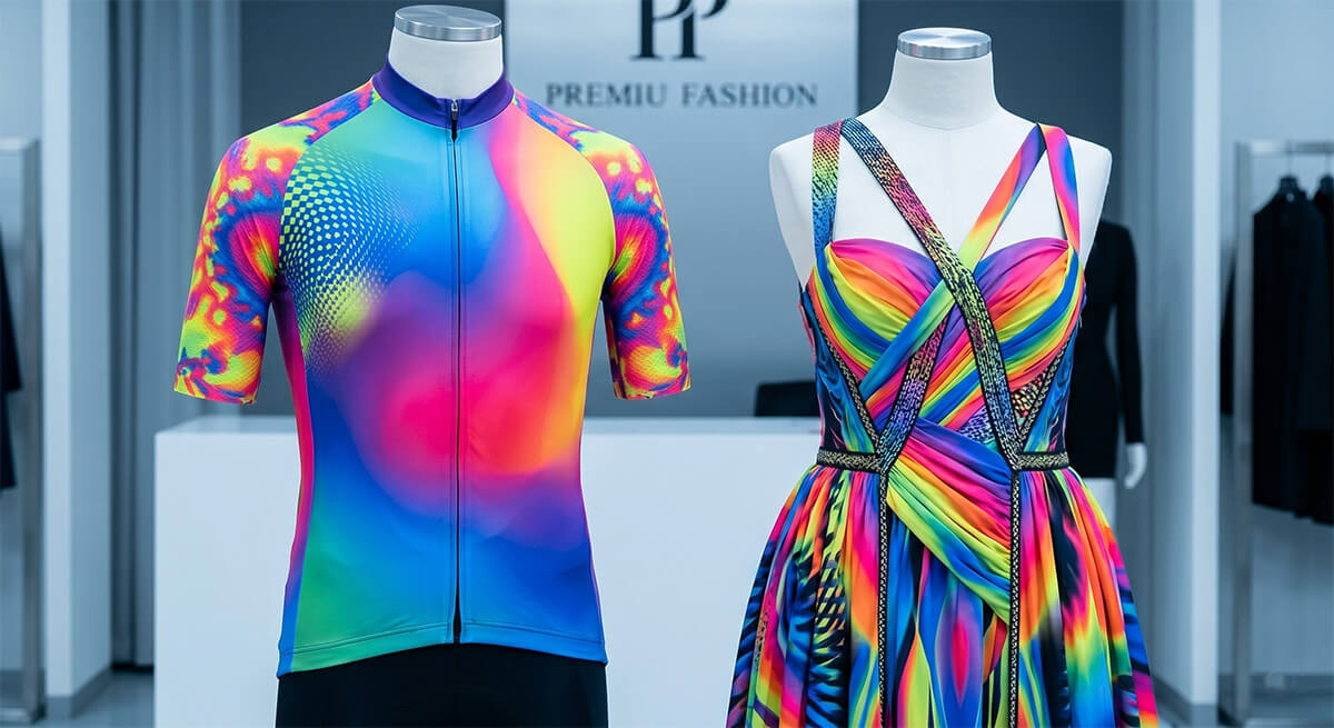 Vibrant custom sportswear and apparel created with premium sublimation heat transfer paper designed as the ideal sublimation paper for shirts and fabric.