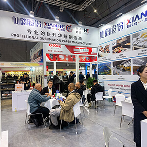 B2B procurement consultation for industrial sublimation paper at Xianhe and Heming booth
