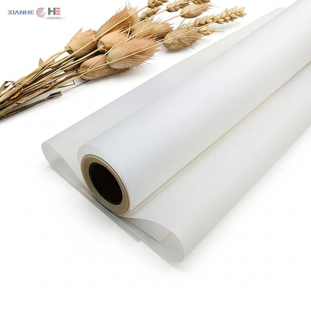 PFAS-free white greaseproof paper roll manufactured from 100% virgin wood pulp by Heming