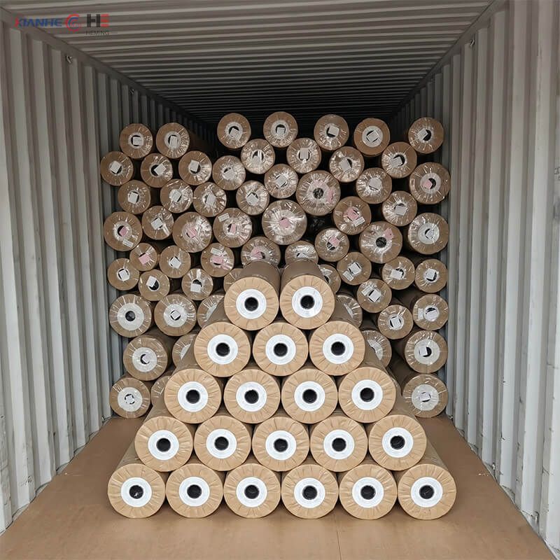 Full container load (FCL) of palletized sublimation paper rolls expertly packed and ready for global shipping