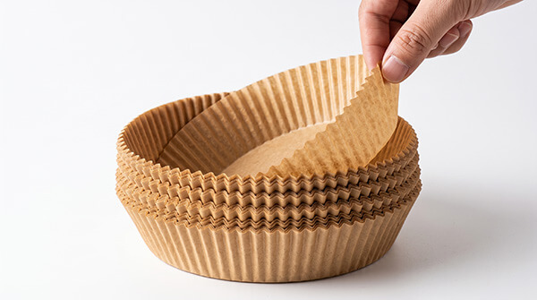 Round bowl-shaped unbleached silicone-coated air fryer paper liners