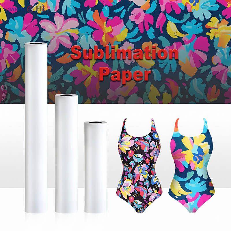 29gsm-42gsm heat transfer sublimation paper rolls with vibrant printed apparel