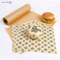 Custom printed greaseproof paper sheets for hamburger wrapping